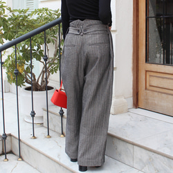 秋の新作◉2wayワイドストレートサロペットパンツ　ヘリンボーングレー 10枚目の画像