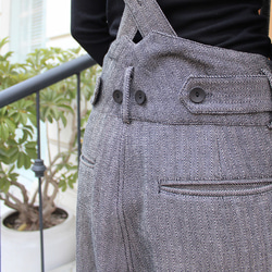 秋の新作◉2wayワイドストレートサロペットパンツ　ヘリンボーングレー 9枚目の画像