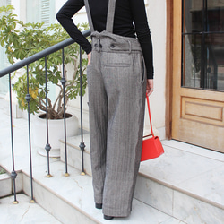 秋の新作◉2wayワイドストレートサロペットパンツ　ヘリンボーングレー 5枚目の画像