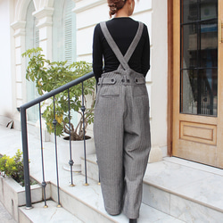 秋の新作◉2wayワイドストレートサロペットパンツ　ヘリンボーングレー 4枚目の画像