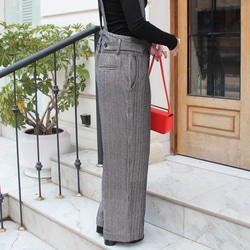 秋の新作◉2wayワイドストレートサロペットパンツ　ヘリンボーングレー 7枚目の画像