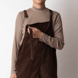 秋冬新作　コーデュロイ【大人のサロペットパンツ】サイズSMLオーダー　ブラウン 6枚目の画像