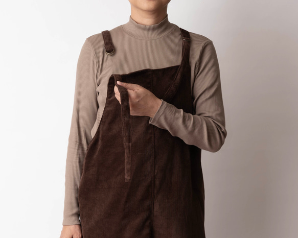 秋冬新作　コーデュロイ【大人のサロペットパンツ】サイズSMLオーダー　ブラウン 6枚目の画像