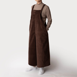 秋冬新作　コーデュロイ【大人のサロペットパンツ】サイズSMLオーダー　ブラウン 2枚目の画像