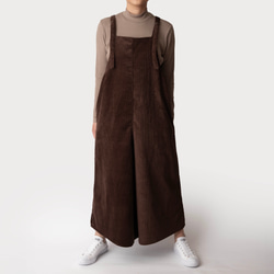 秋冬新作　コーデュロイ【大人のサロペットパンツ】サイズSMLオーダー　ブラウン 5枚目の画像