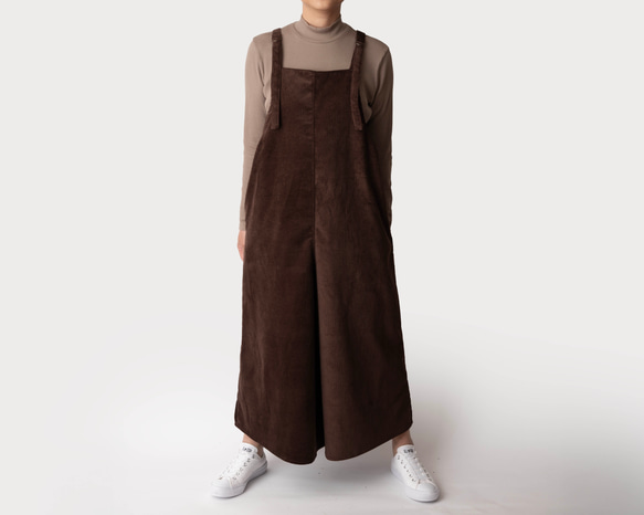秋冬新作　コーデュロイ【大人のサロペットパンツ】サイズSMLオーダー　ブラウン 5枚目の画像