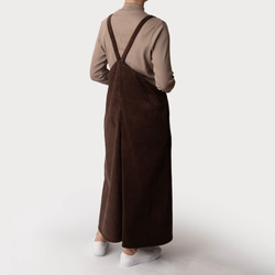 秋冬新作　コーデュロイ【大人のサロペットパンツ】サイズSMLオーダー　ブラウン 4枚目の画像