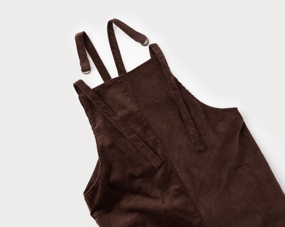 秋冬新作　コーデュロイ【大人のサロペットパンツ】サイズSMLオーダー　ブラウン 7枚目の画像