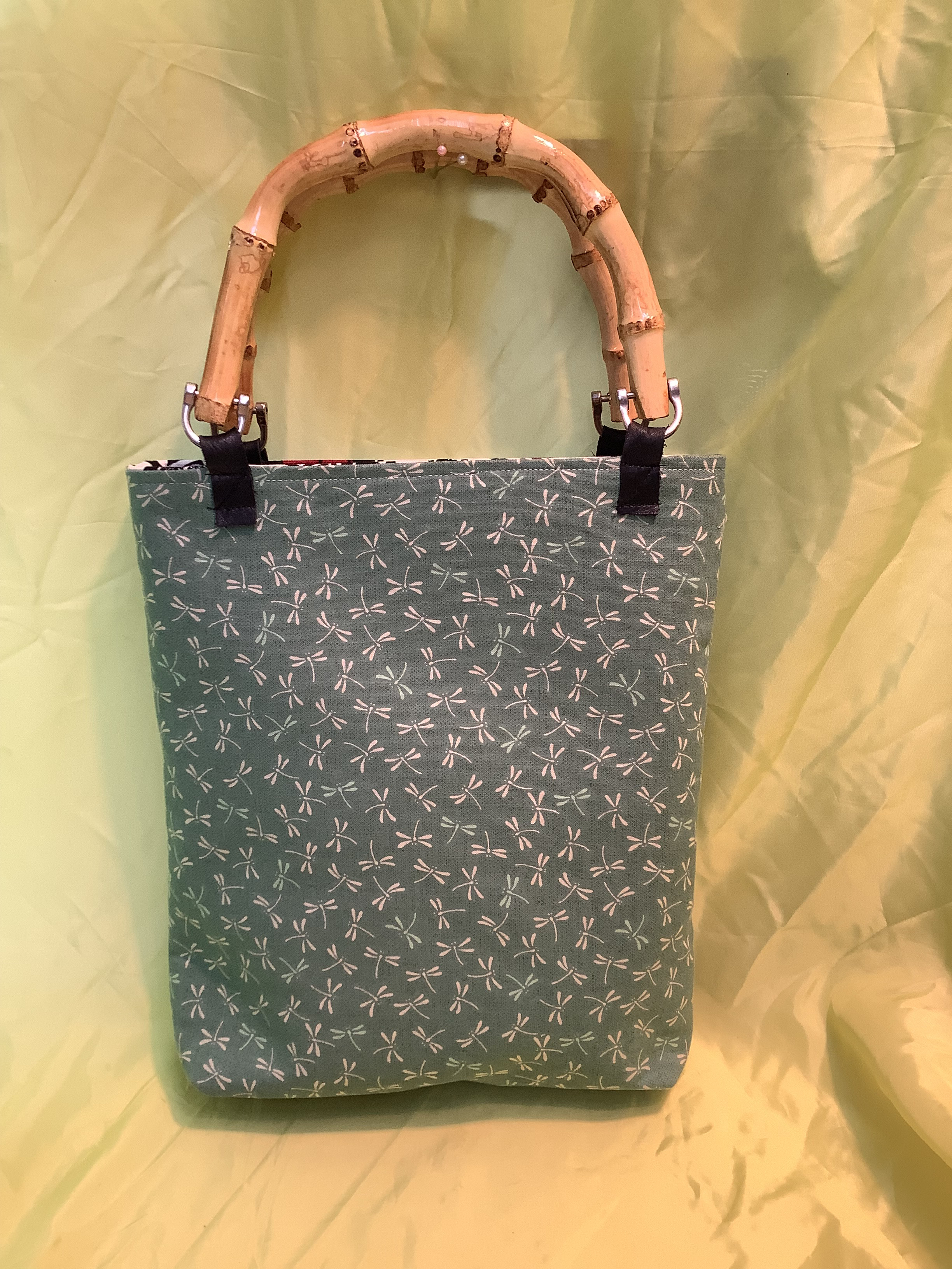 帆布から作った竹手リバーシブルトートバッグ