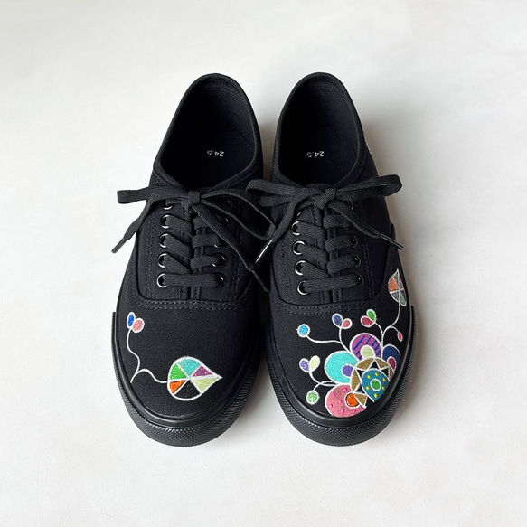 スニーカー「ジョーヌlb」お花柄デザイン！レディース 2E【22.5〜25cm】受注制作 5枚目の画像