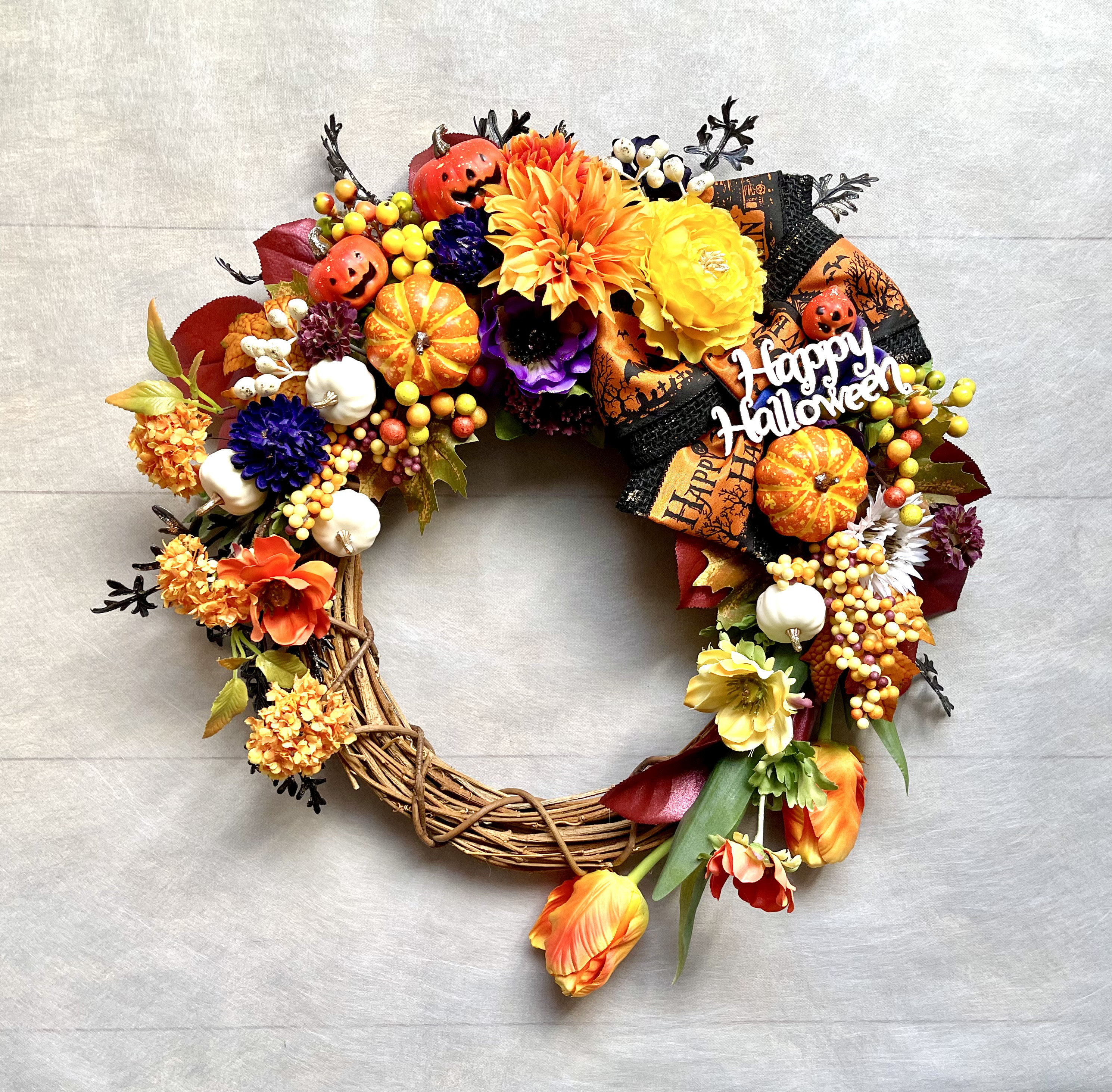 No.wreath-15570/ハロウィンリース25-(12)ハロウィンサイン50x46 アーティフィシャルフラワー造花