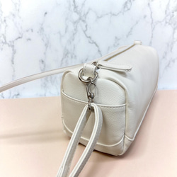 【日本製】上質PUレザー ウルトラ軽量250ｇ ショルダーバッグ PUシュリンクレザー ホワイト 3枚目の画像