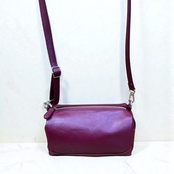 【日本製】上質PUレザー ウルトラ軽量250ｇ ショルダーバッグ PUシュリンクレザー ワインレッド 5枚目の画像