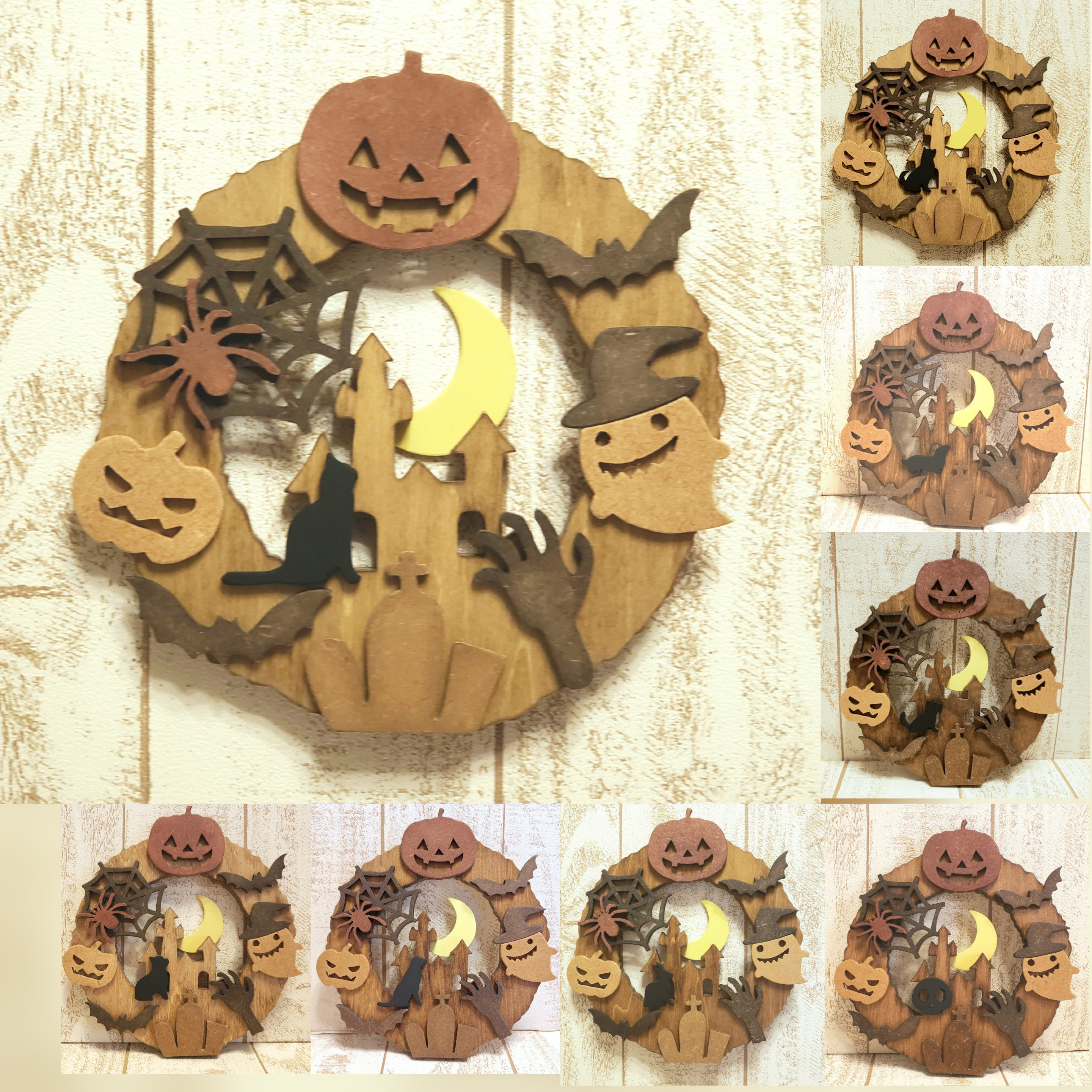 猫の日2026【受注制作】木製ハロウィンリース（猫・犬種・うさぎ・ドクロなど動物変更可）｜壁掛けインテリア