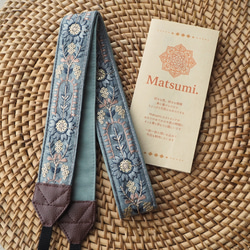 【アーチフラワー】ローズピンク　カメラストラップ　インド刺繍　帆布 16枚目の画像