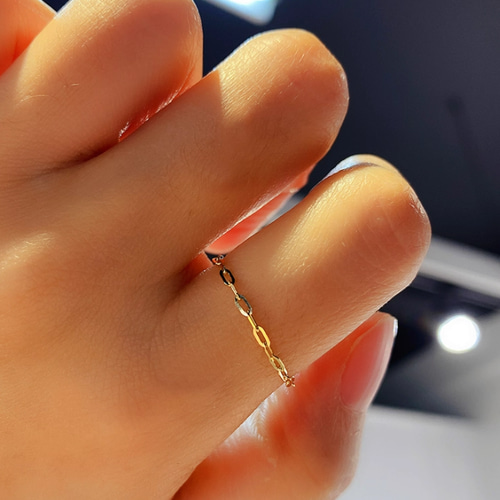 K18K18金チェーンリング18金ゴールド指輪 幅1.8mm 荒角小豆 リング