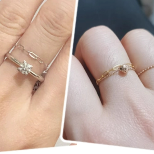 K18K18金チェーンリング18金ゴールド指輪 幅1.8mm 荒角小豆 リング