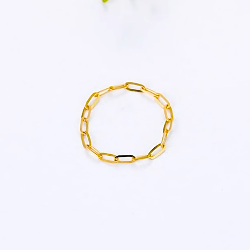 K18K18金チェーンリング18金ゴールド指輪 幅1.8mm 荒角小豆 リング