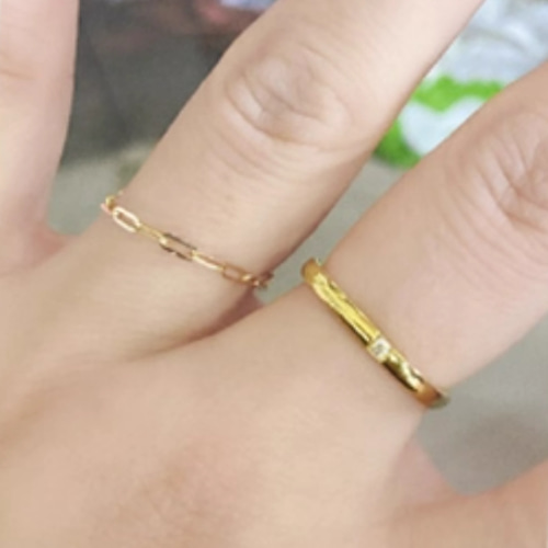 K18K18金チェーンリング18金ゴールド指輪 幅1.8mm 荒角小豆 リング