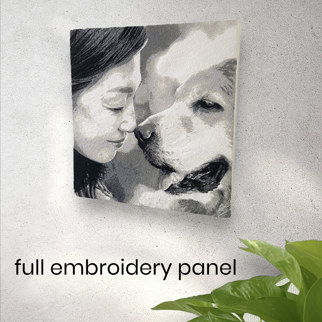 ペットの思い出の写真を刺繍パネルに【全面刺繍パネル】