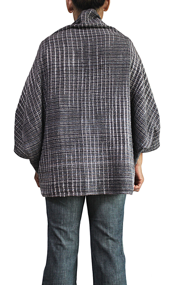 ざっくりジョムトン手織り綿シンプルポンチョ風マント（JFS-001） 12枚目の画像