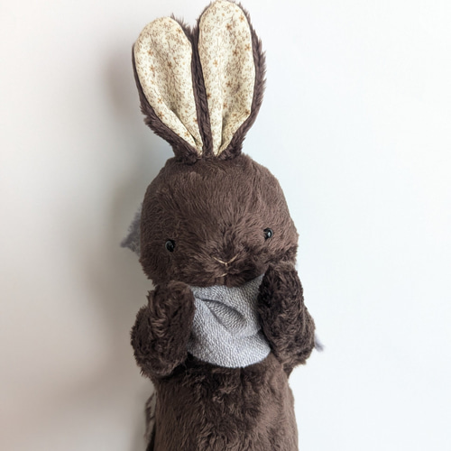 ふわふわ チョコ色うさぎのぬいぐるみポーチ ※受注制作 ポーチ puppe