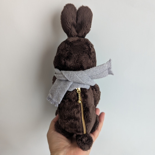 ふわふわ チョコ色うさぎのぬいぐるみポーチ ※受注制作 ポーチ puppe