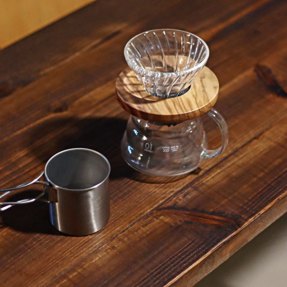 カウンターデスク｜足場板｜ブラウン｜薄塗りモルタル｜四角脚 5枚目の画像