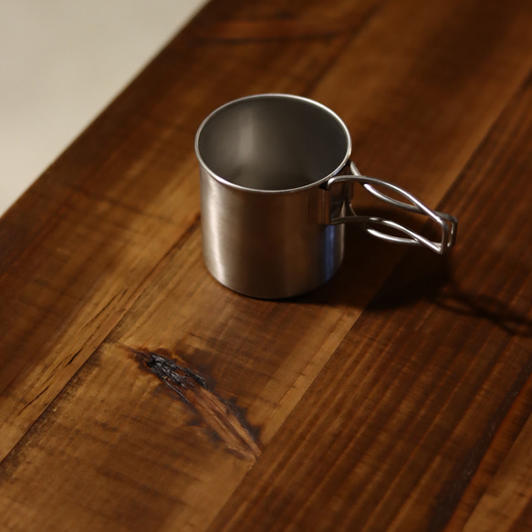 カウンターデスク｜足場板｜ブラウン｜薄塗りモルタル｜四角脚 6枚目の画像