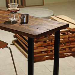 カウンターデスク｜足場板｜ブラウン｜薄塗りモルタル｜四角脚 2枚目の画像