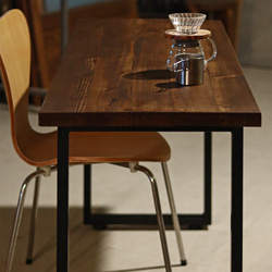 カウンターデスク｜足場板｜ブラウン｜薄塗りモルタル｜四角脚 3枚目の画像