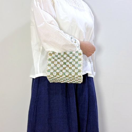 一点物】ビーズバッグ Mozaiku Lueur(モザイクリュール) [グリーン