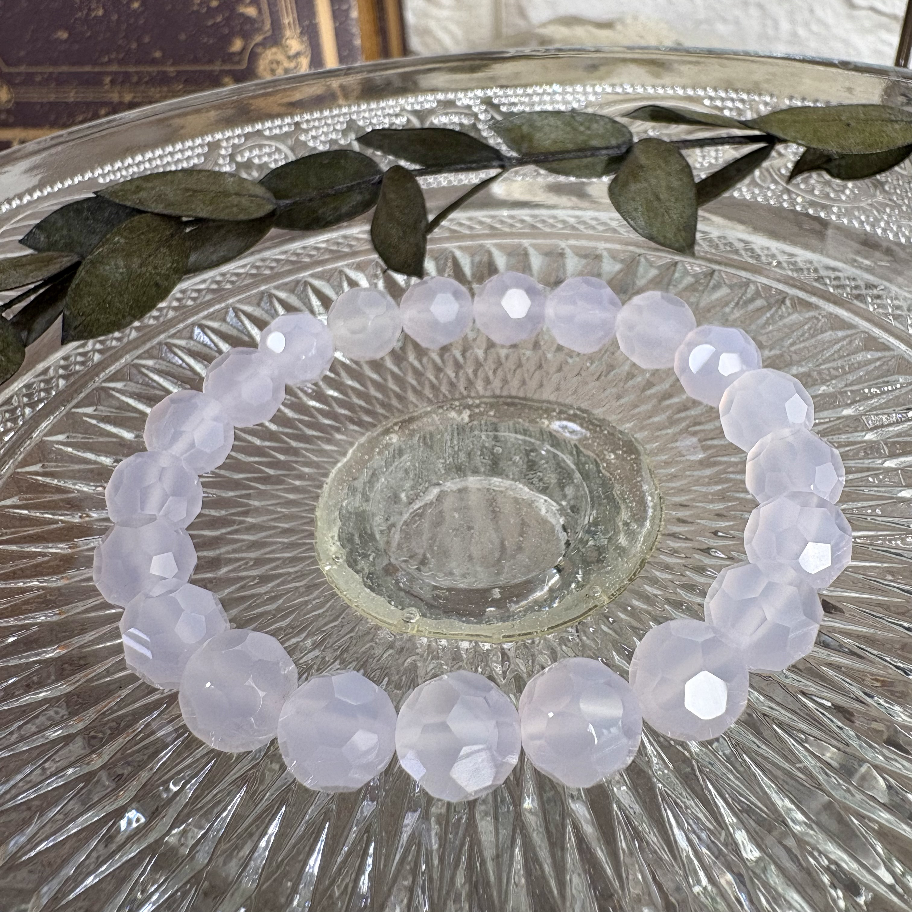 レアカラー【プレミアム】パープルカルセドニーバッキーカットブレスレット1288