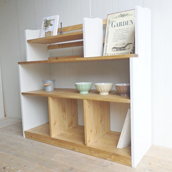 サイズオーダー可！●超ワイドラックW114●シャビーホワイト無垢材●受注製作 サイズオーダー可！○超ワイドラックW114○シャビーホワイト無垢