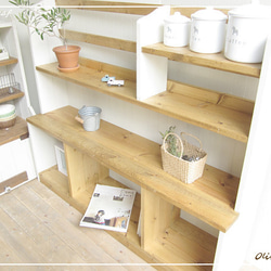 サイズオーダー可！●超ワイドラックW114●シャビーホワイト無垢材●受注製作 サイズオーダー可！○超ワイドラックW114○シャビーホワイト無垢