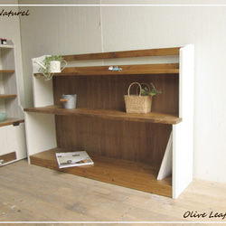 サイズ、デザインオーダー可！●４段ローラック●無垢材シャビーブラウン●受注製作 ナラ材のオーダー本棚（ブックシェルフ）・C-328 家具工房クラポ