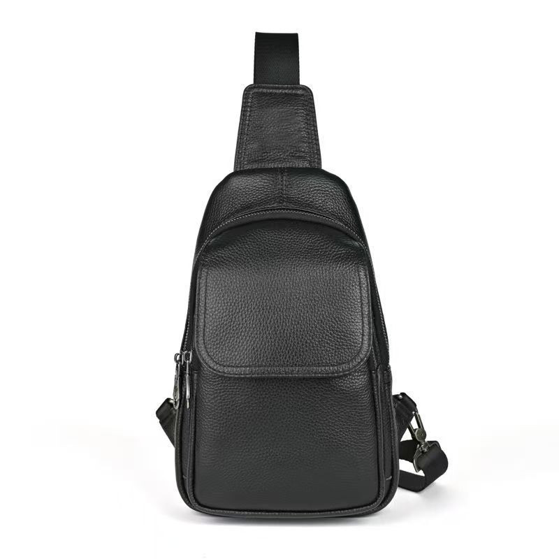 手作り本革のウエストポーチ 男性ショルダーバッグ ハンドメイド牛革胸バッグ