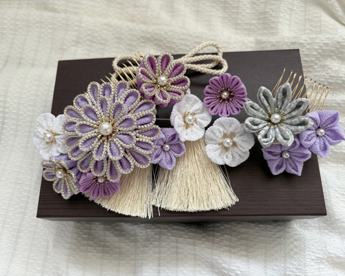 つまみ細工 髪飾り ちりめん細工 成人式 卒業式 七五三 結婚式 振袖 袴