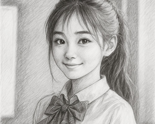 似顔絵　鉛筆画 AI鉛筆画似顔絵｜シックで大人っぽいモノクロアート 写真