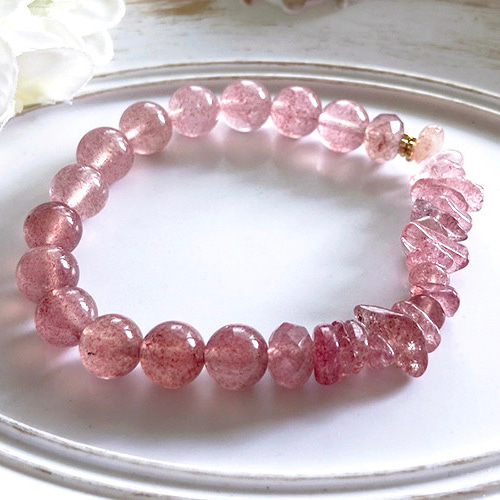 高品質天然石】3種類のストロベリークォーツのパワー天然石ストーン