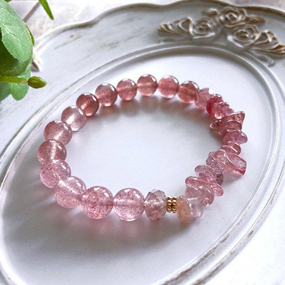 高品質天然石】3種類のストロベリークォーツのパワー天然石ストーン