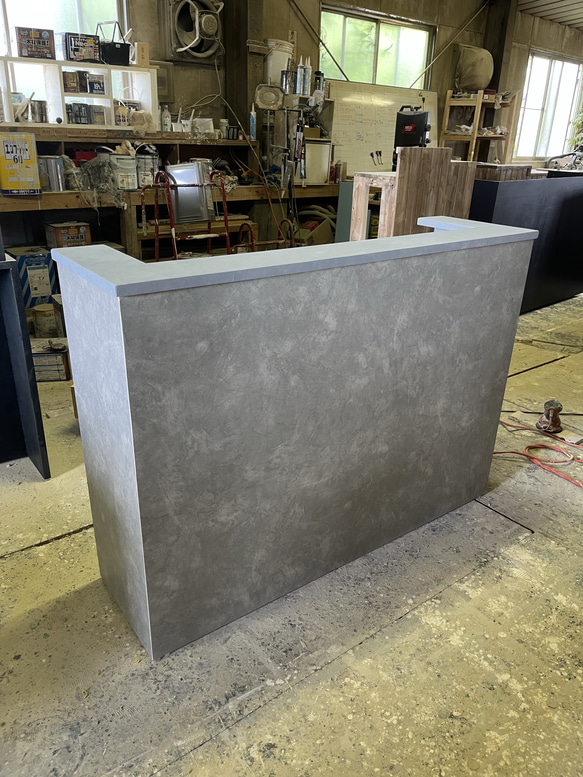 8日で発送　ワイド90 メラミン　モルタル風　レジカウンター　受付カウンター　レジ台 1枚目の画像