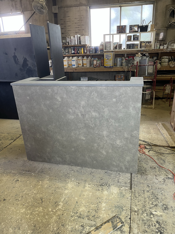 8日で発送　ワイド90 メラミン　モルタル風　レジカウンター　受付カウンター　レジ台 2枚目の画像