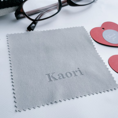 刺繍生地の四つ葉のクローバーメガネケース 名入れ サイドブレード変更