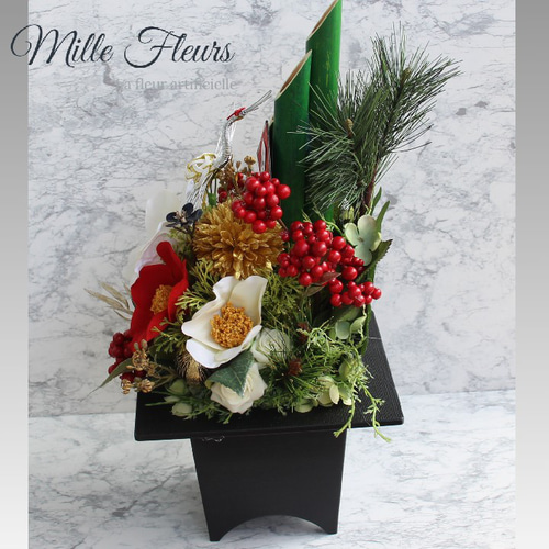 和風モダンお正月門松フラワーアレンジメント 華やか ミニ門松 お正月飾り 迎春 和モダン アレンジメント R&yO68