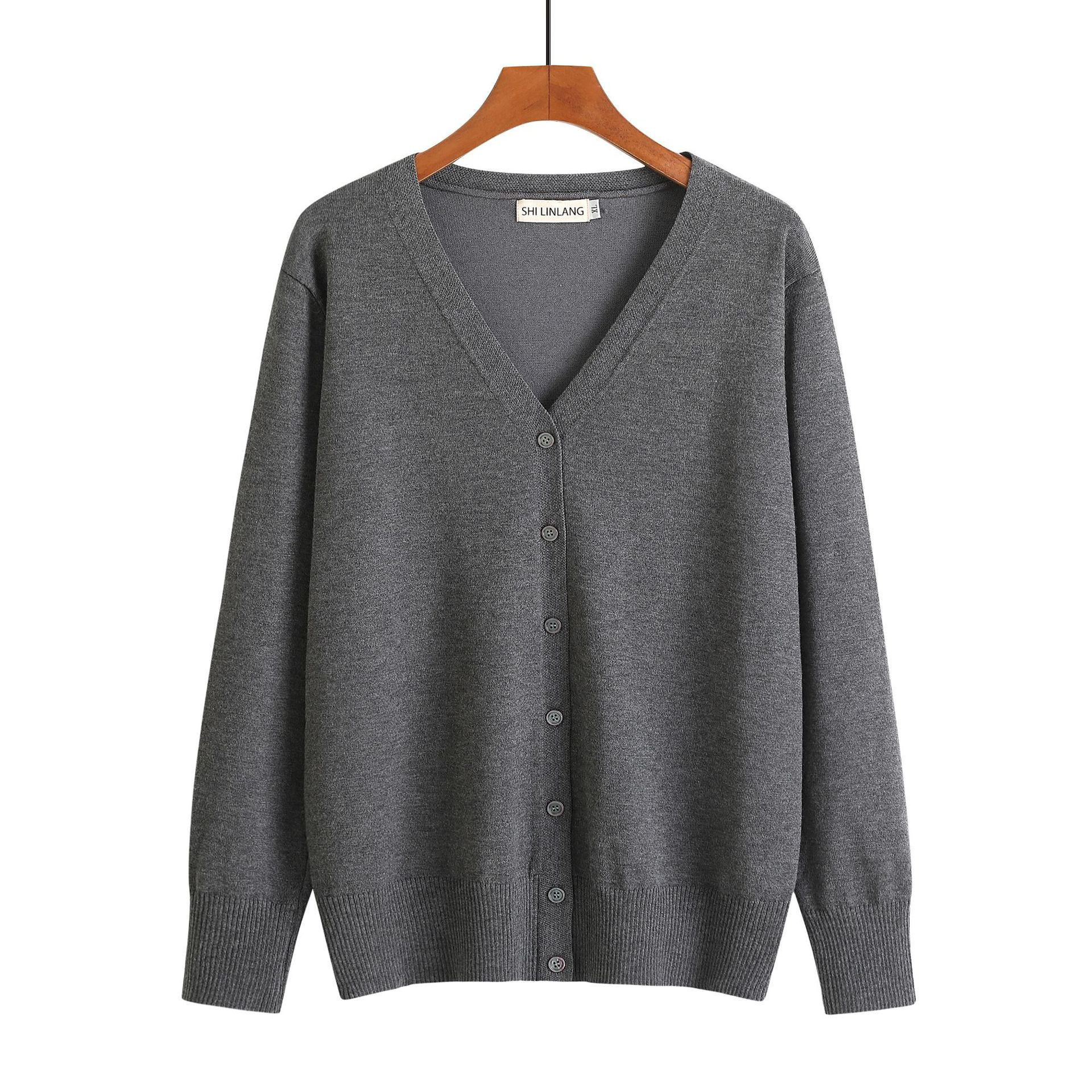 秋冬レディース長袖ニット無地シンプルカーディガン【返品・交換可】品質最優先25-314-1