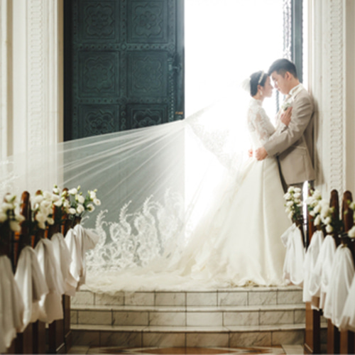 実例写真！ロングベール 魅惑の花レース シアーな美しさ 華やかな  