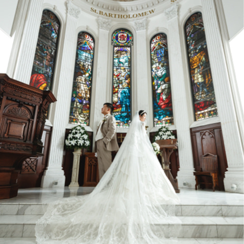 実例写真！ロングベール 魅惑の花レース シアーな美しさ 華やかな  