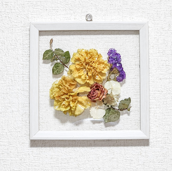 唯一無二のフラワーレジンパネル | カーネーション二輪｜崩れないドライフラワー｜ご褒美・誕生日・結婚・新築・記念日ギフト 5枚目の画像