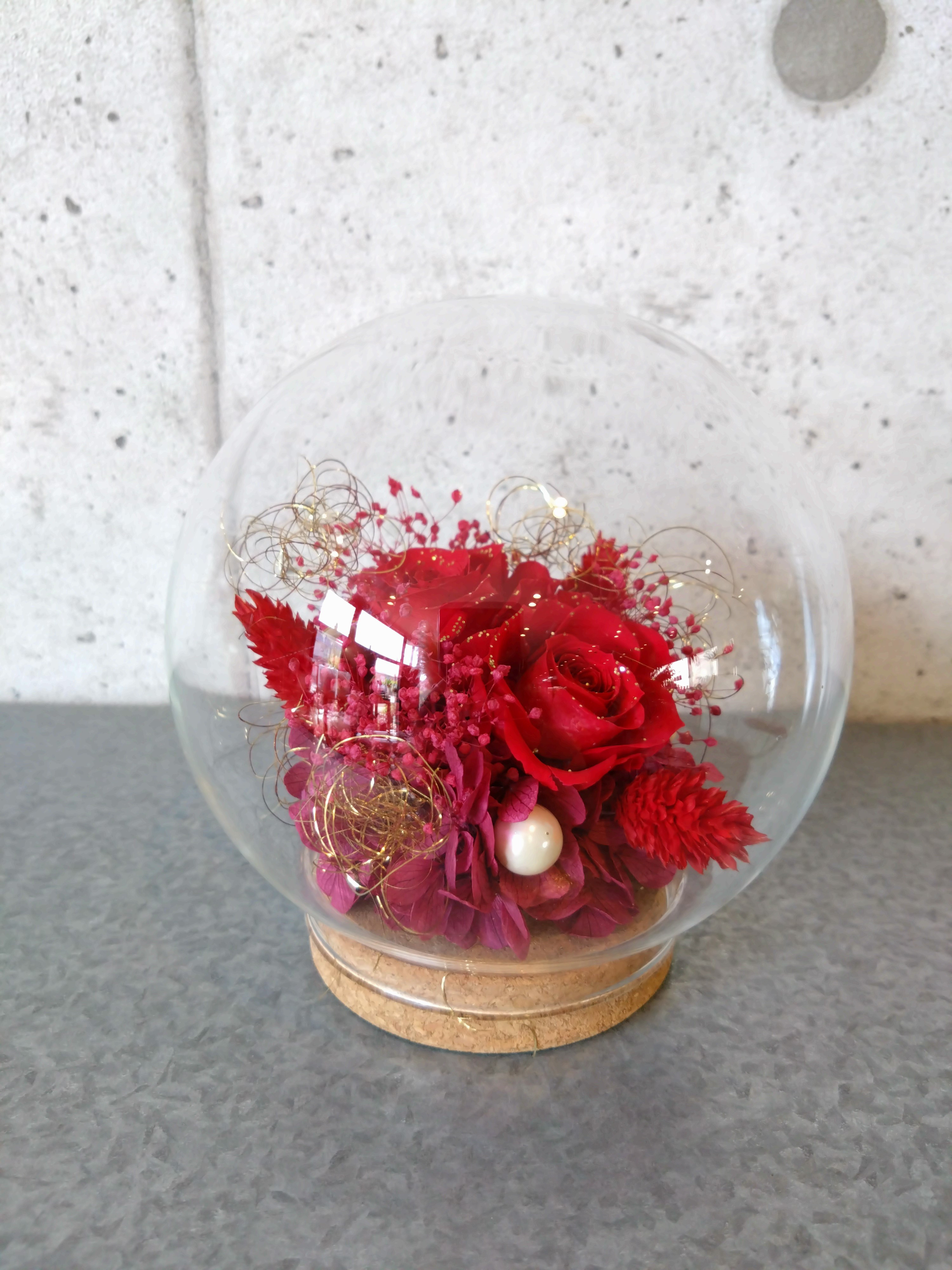 【ガラスドーム】　プリザーブドフラワー